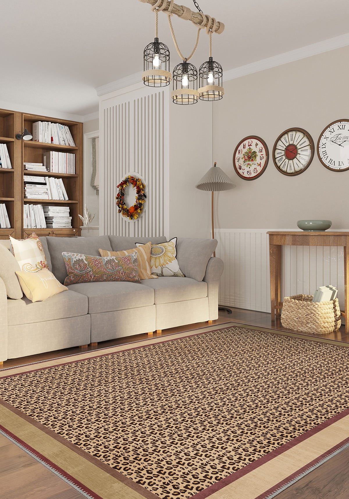 Zafira Beige Leopard Rug
