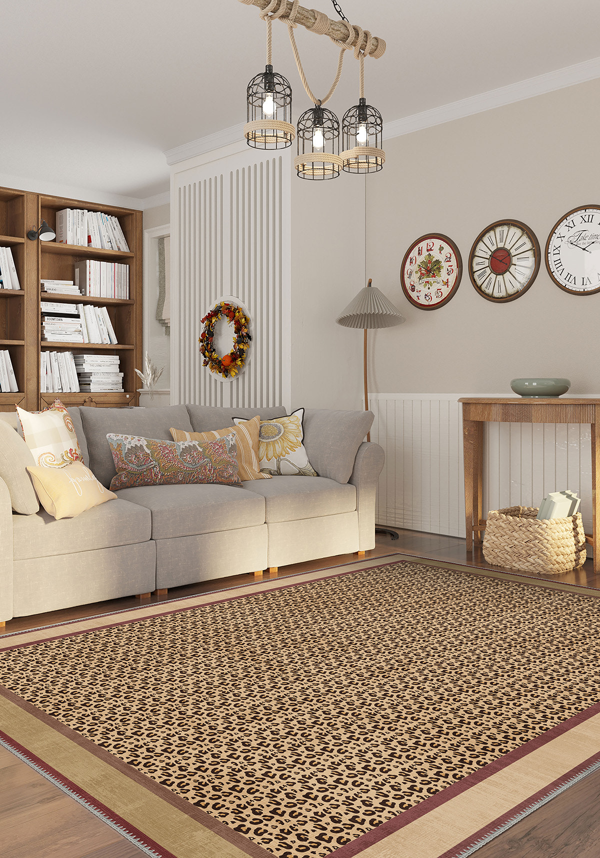 Zafira Beige Leopard Rug