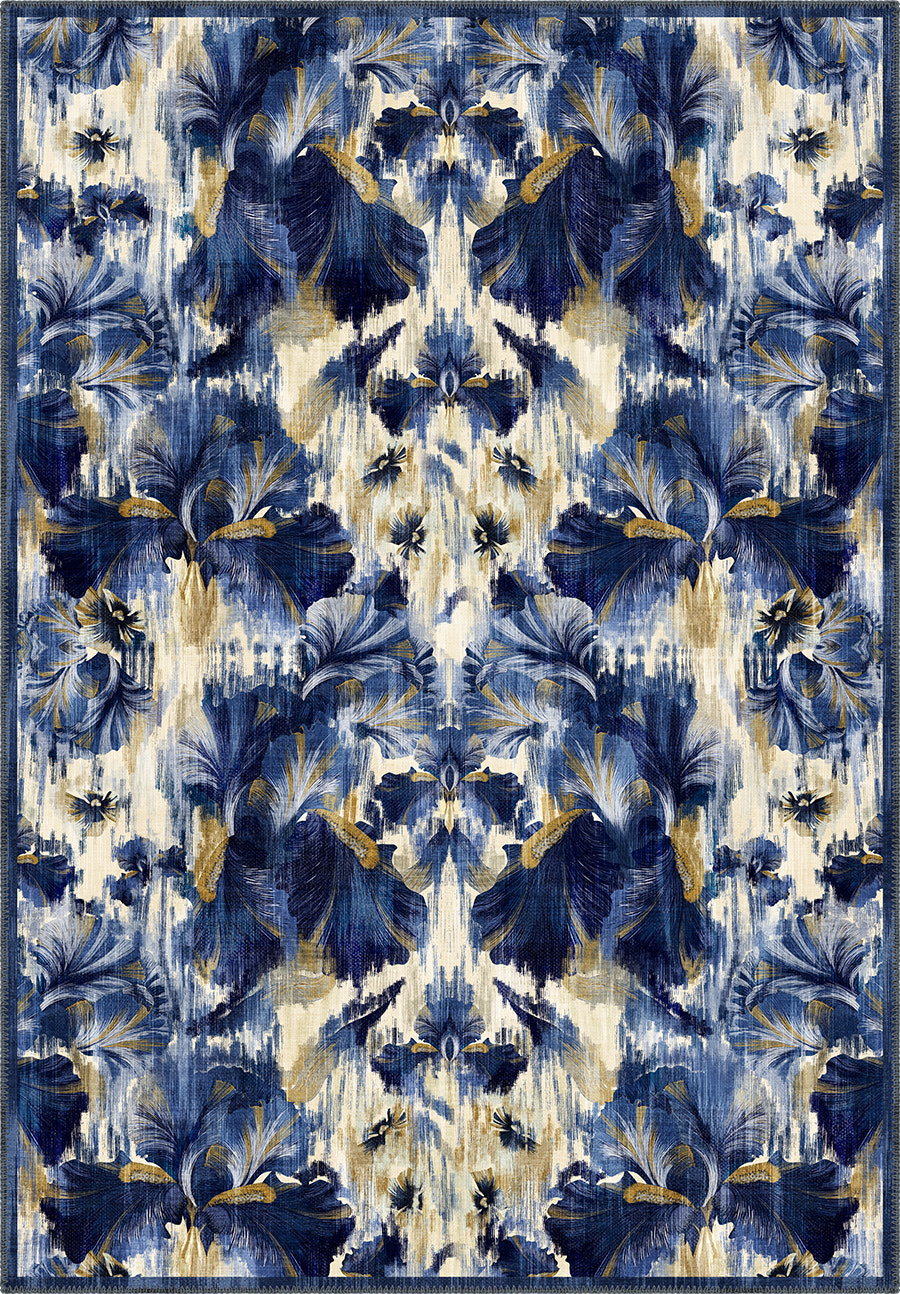 Elaris Blue Floral Ikat Rug