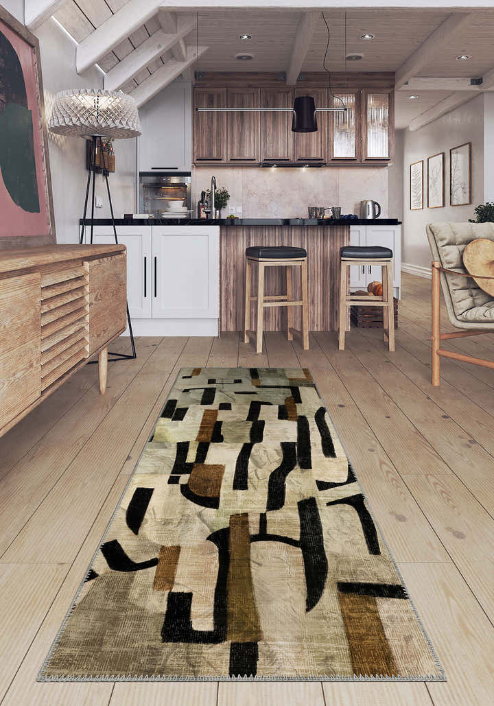 Frame Beige Geometric Rug
