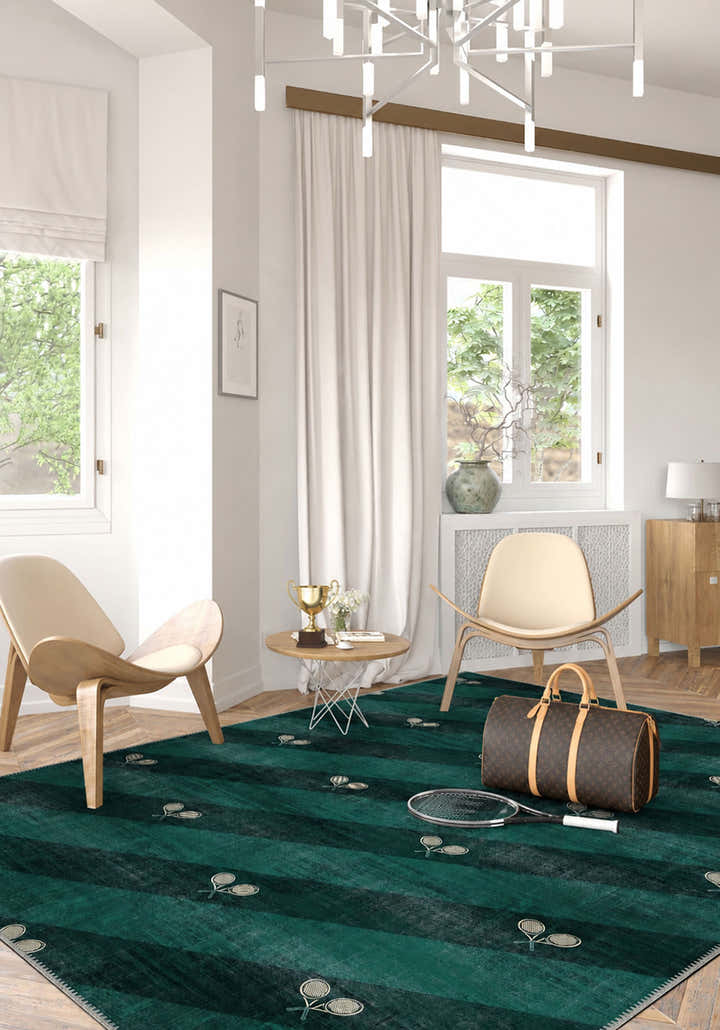 Grand Court Green Tennis Rug