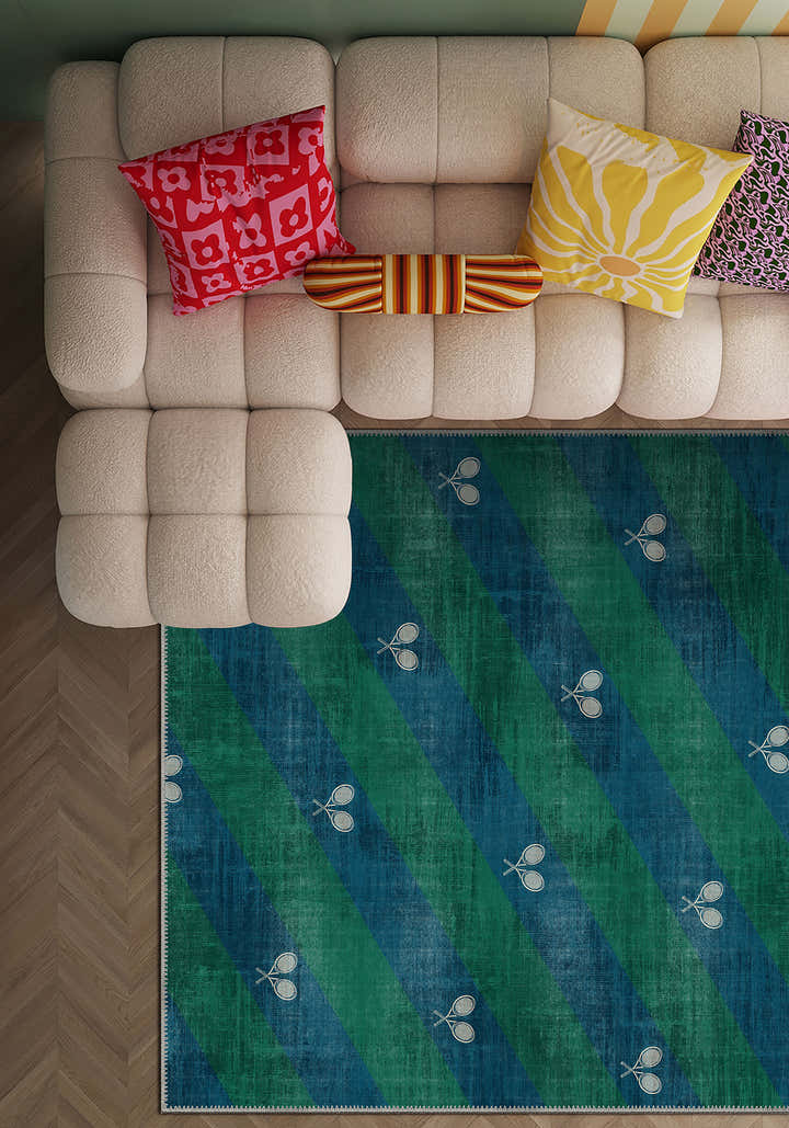 Grand Court Blue Tennis Rug