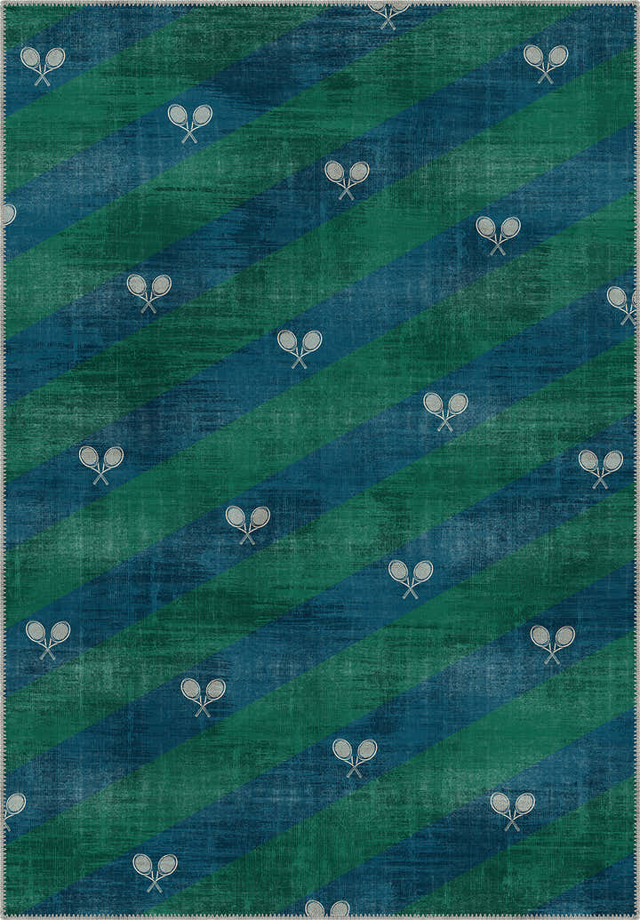 Grand Court Blue Tennis Rug