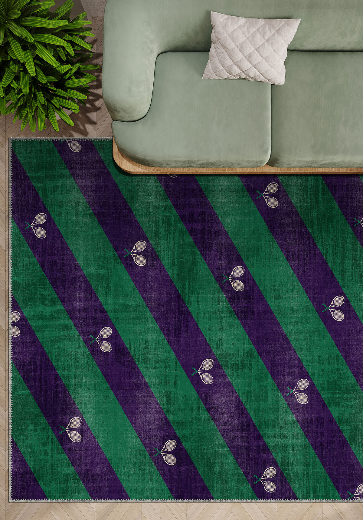 Grand Court Purple Tennis Rug