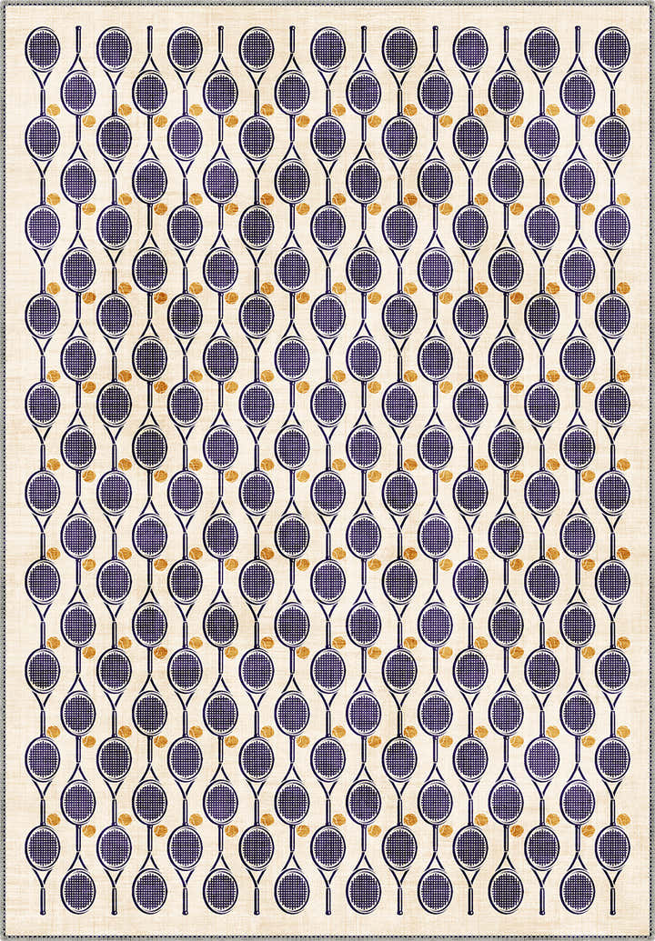 Heritage Lawn Cream Tennis Racket Rug