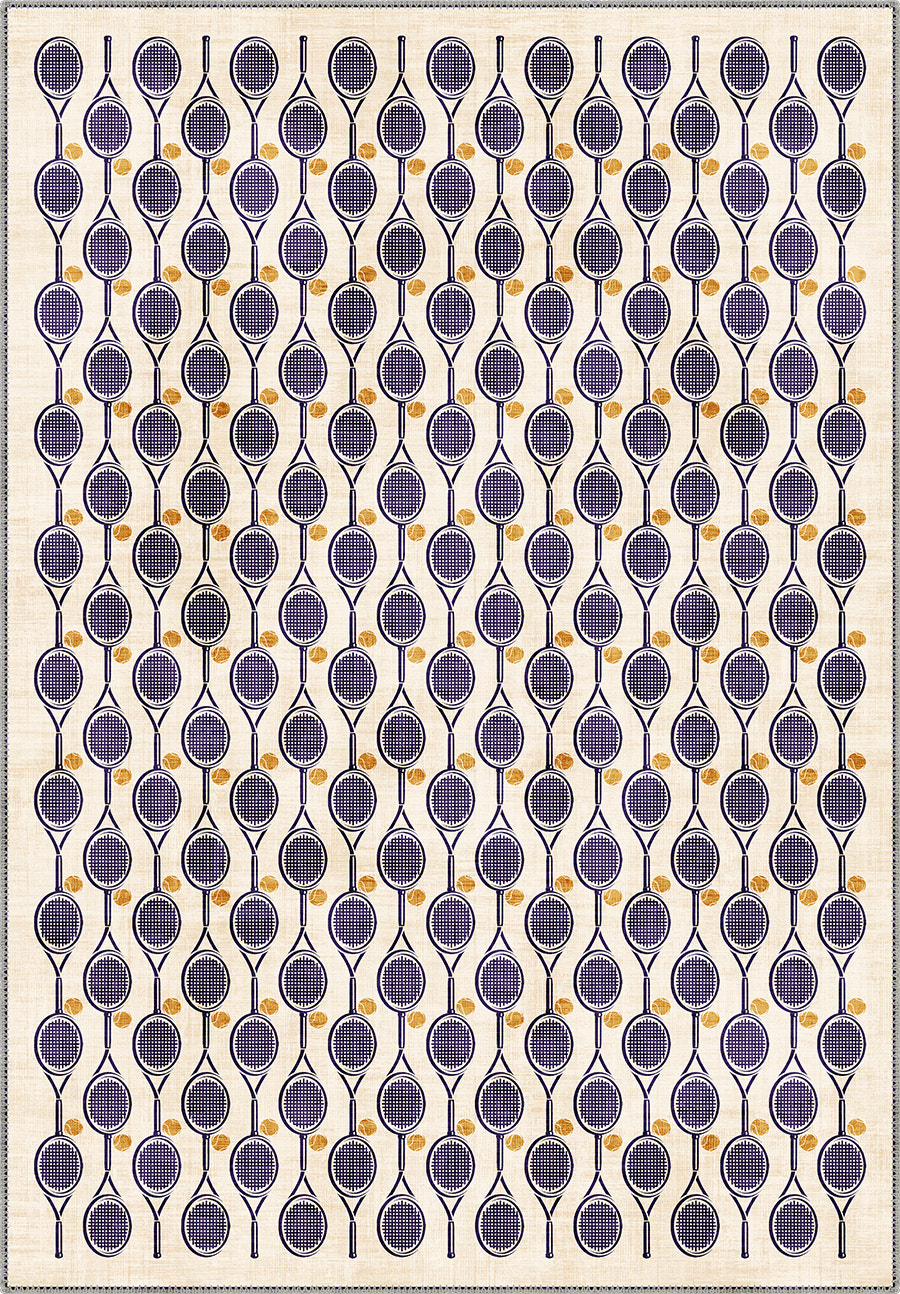 Heritage Lawn Cream Tennis Racket Rug