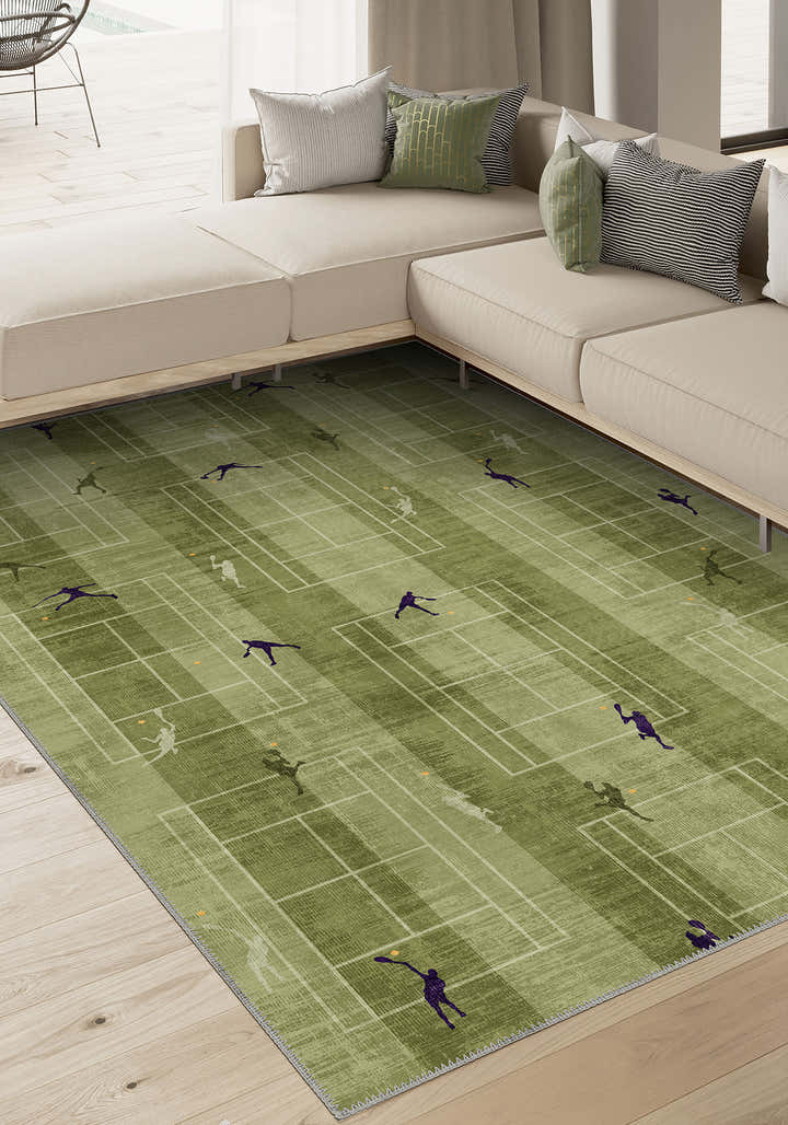 Centre Court Tennis Players Rug