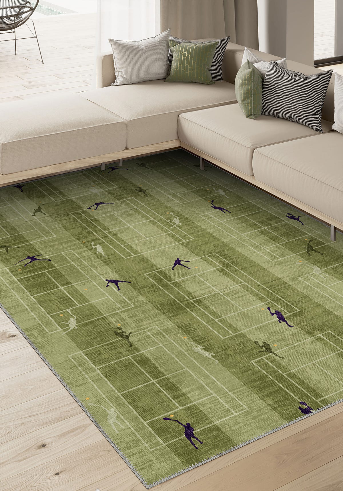 Centre Court Tennis Players Rug