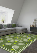 Racquet Club Green Tennis Medallion Rug