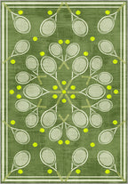 Racquet Club Green Tennis Medallion Rug