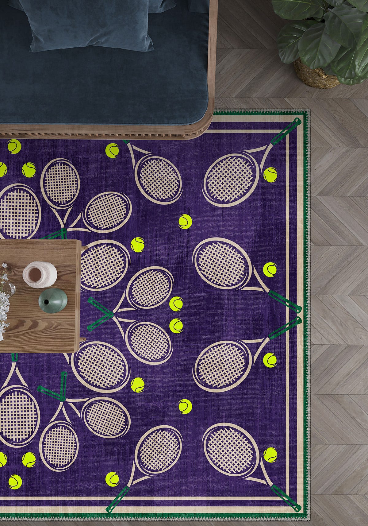 Racquet Club Purple Tennis Rug