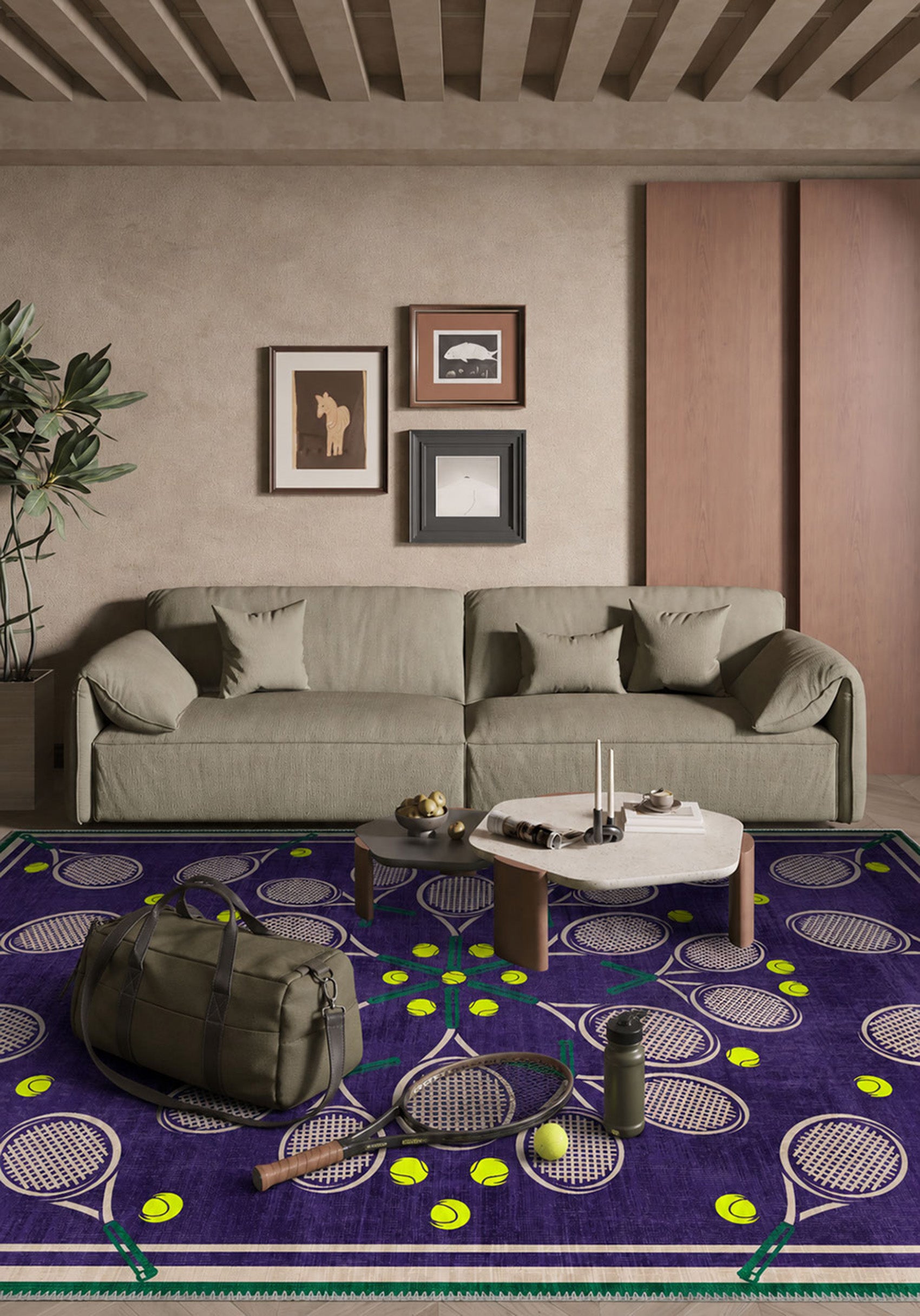 Racquet Club Purple Tennis Rug