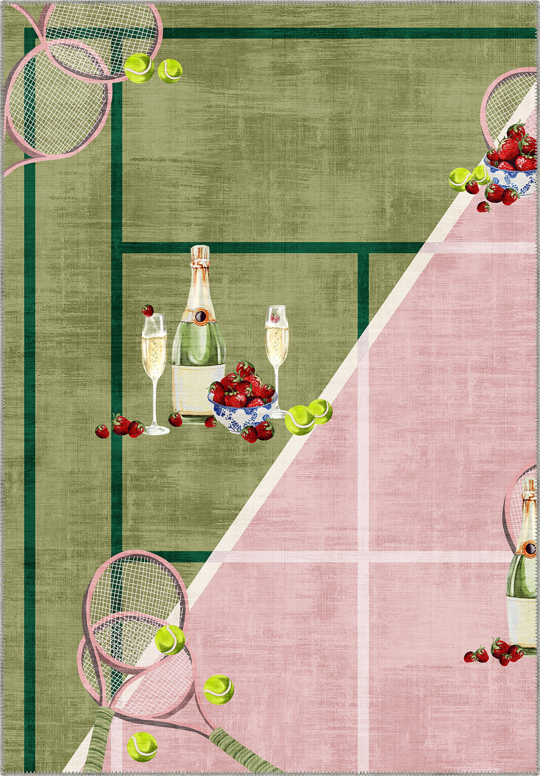 Garden Party Bubbles and Strawberries Rug