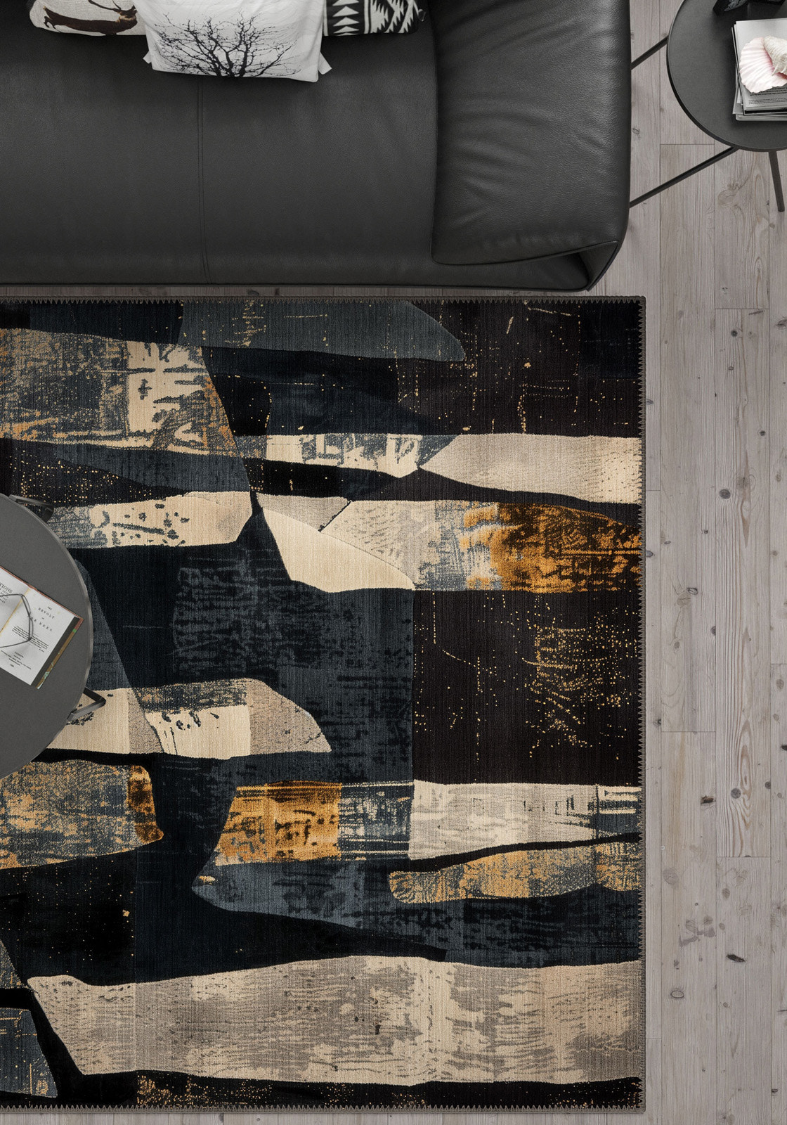 Meliora Washable Navy Contemporary Rug