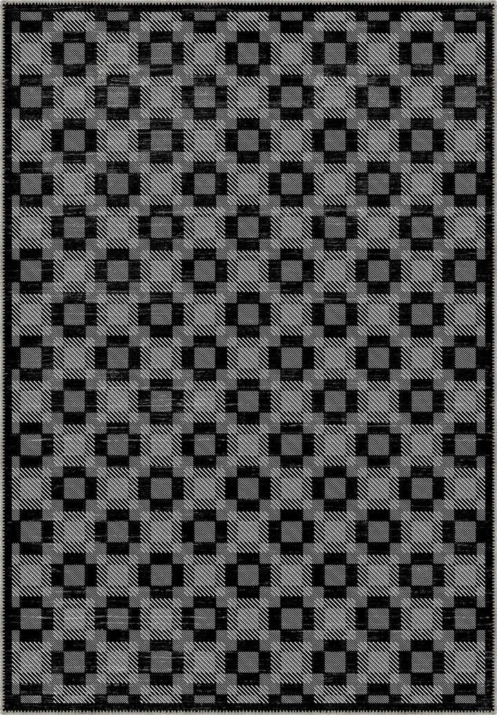 Hesper Black and White Checkered Rug