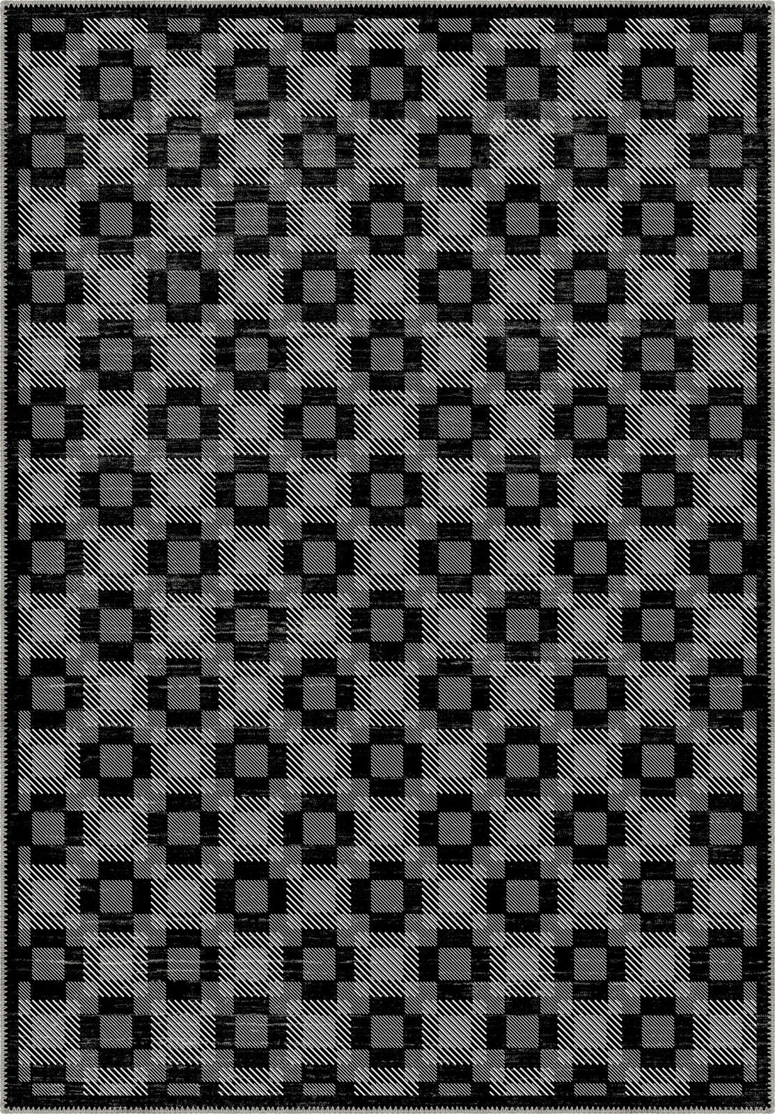 Hesper Black and White Checkered Rug