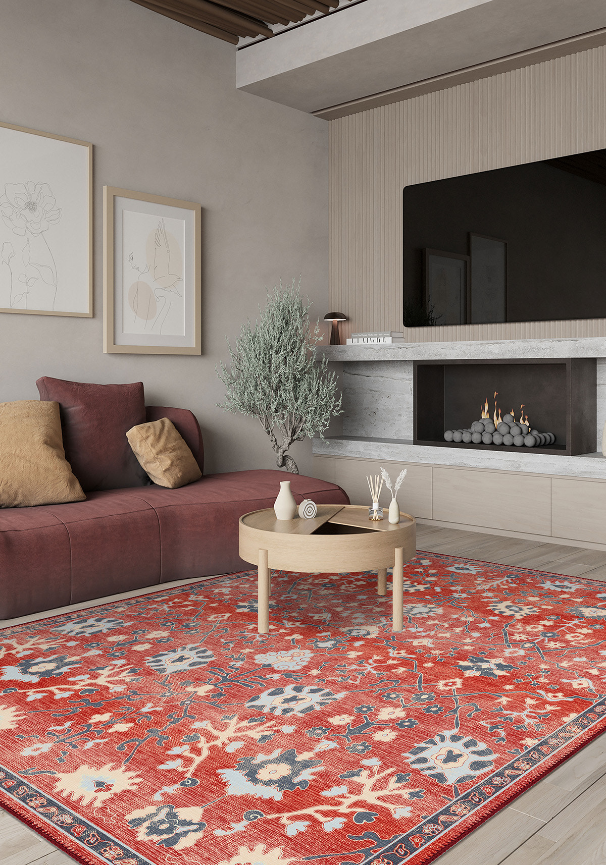 Sereya Coral Oushak Rug