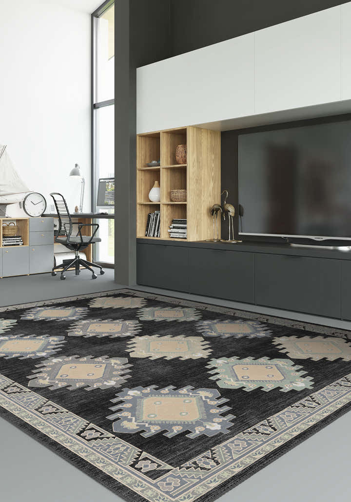 Taos Charcoal Navajo Inspired Rug