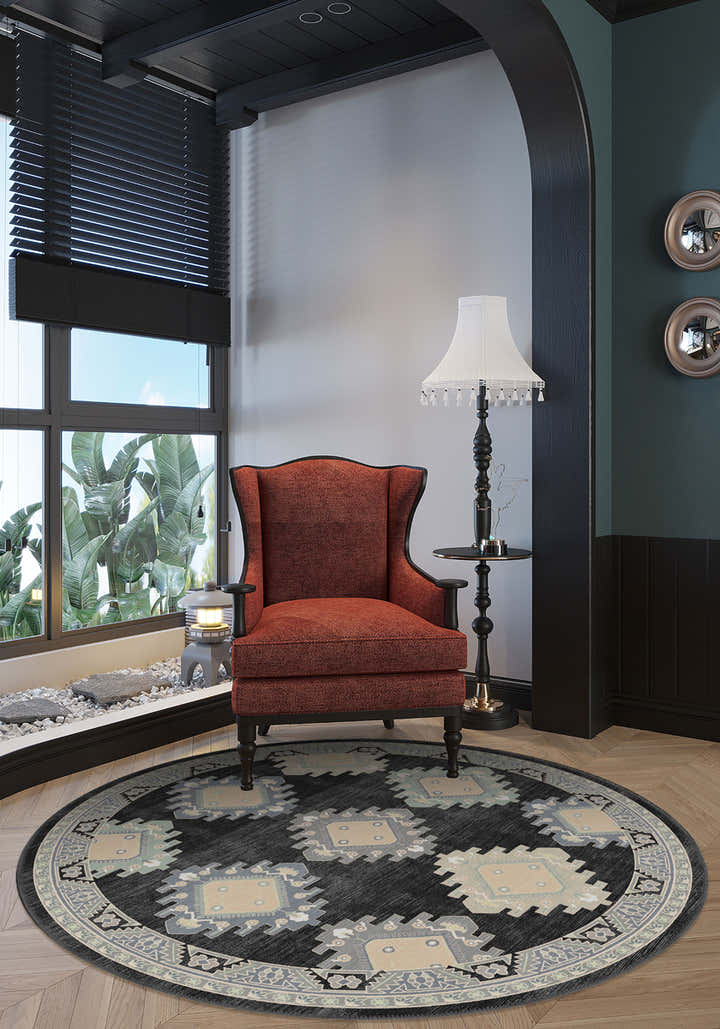 Taos Charcoal Navajo Inspired Rug