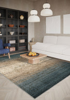 Eliana Teal Beige Damask Rug