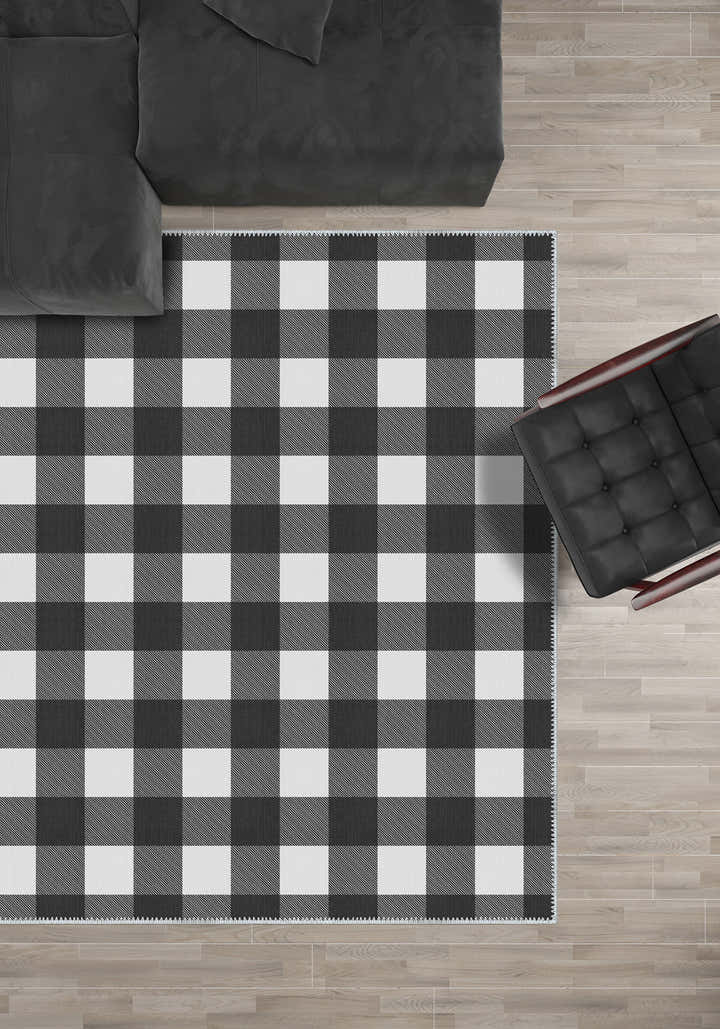Jove Checkered Black and White Rug