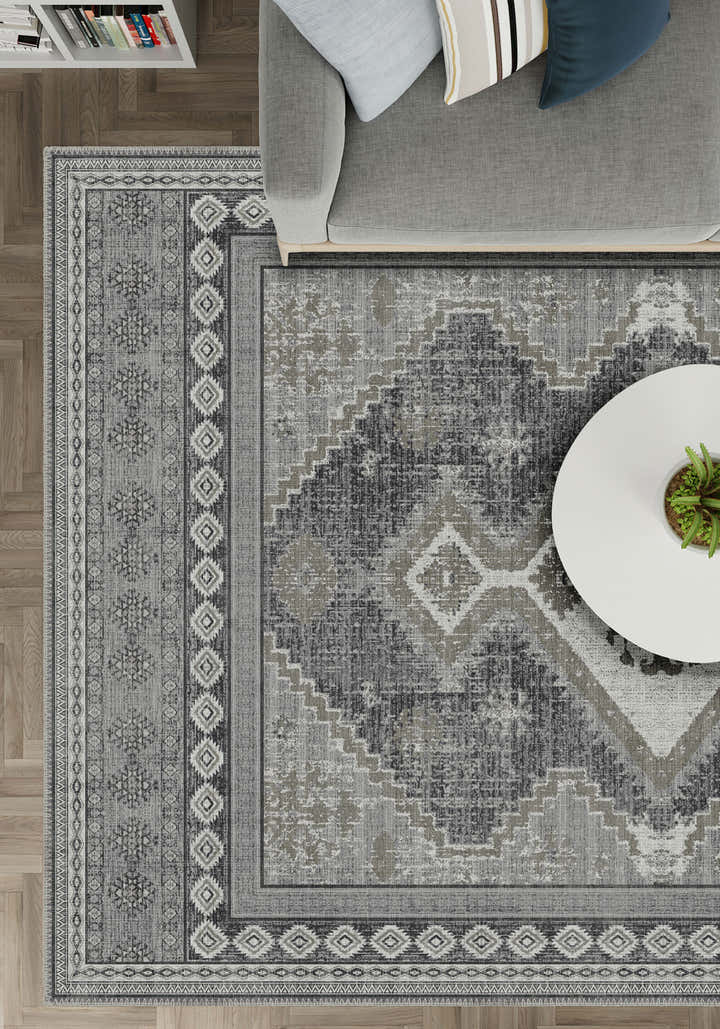 Magnus Medallion Grey Rug