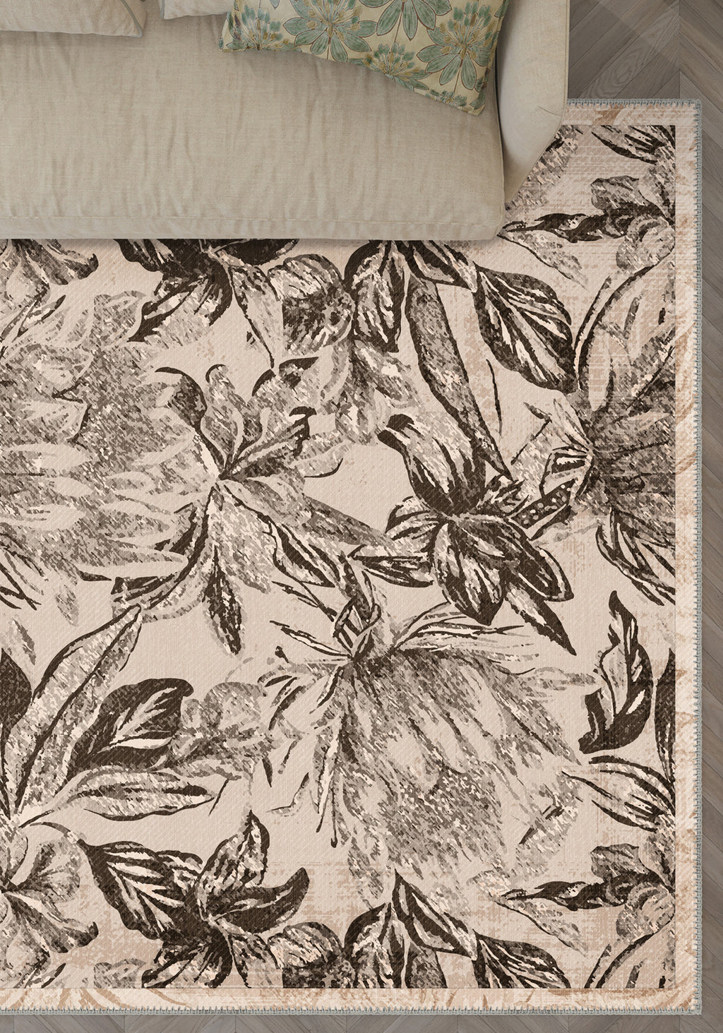 Liora Floral Beige Rug