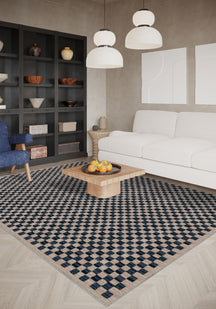 Ophelia Blue Checkered Rug