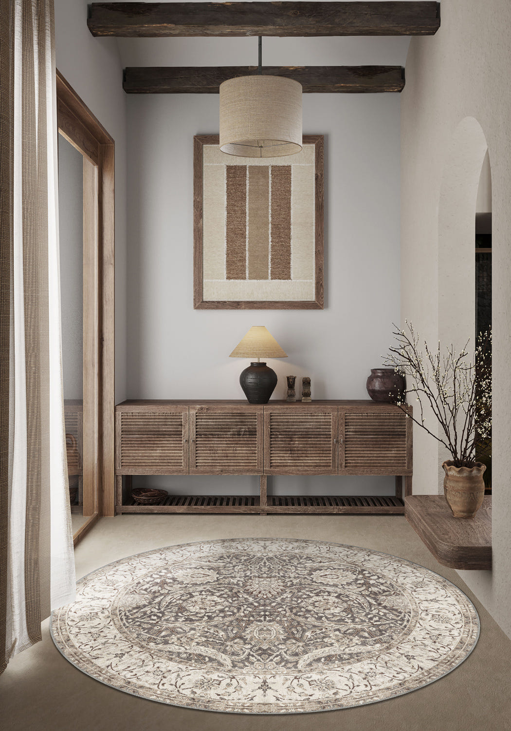 Leonie Washable Brown Vintage Rug