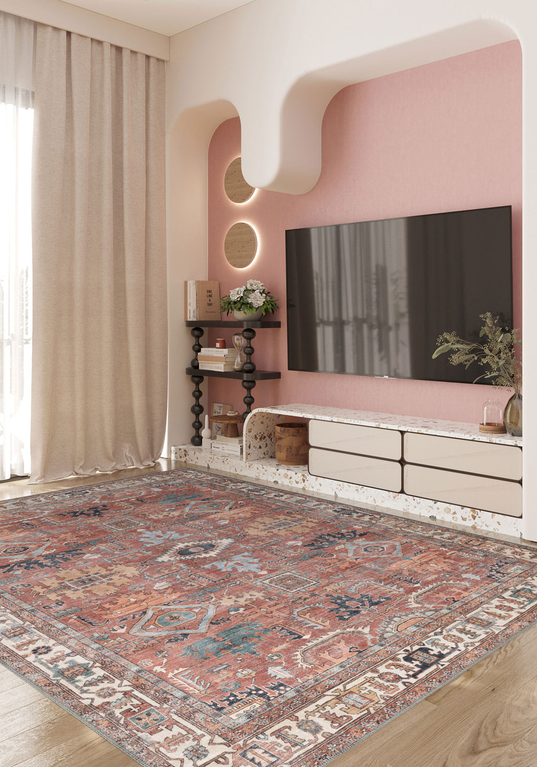 Fynlor Orange Washable Turkish Rug