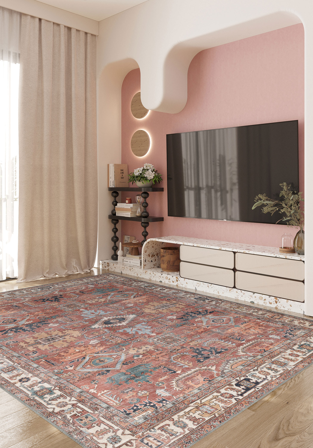 Fynlor Orange Washable Turkish Rug