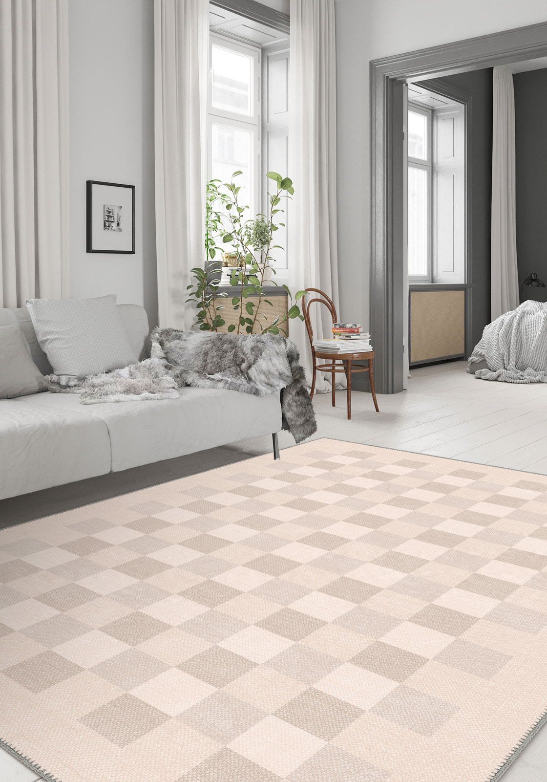 Liam Geometric Pink Rug
