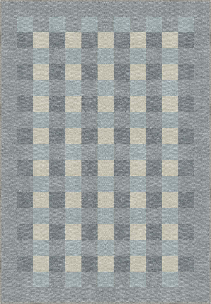 Liam Bordered Blue Washable Rug