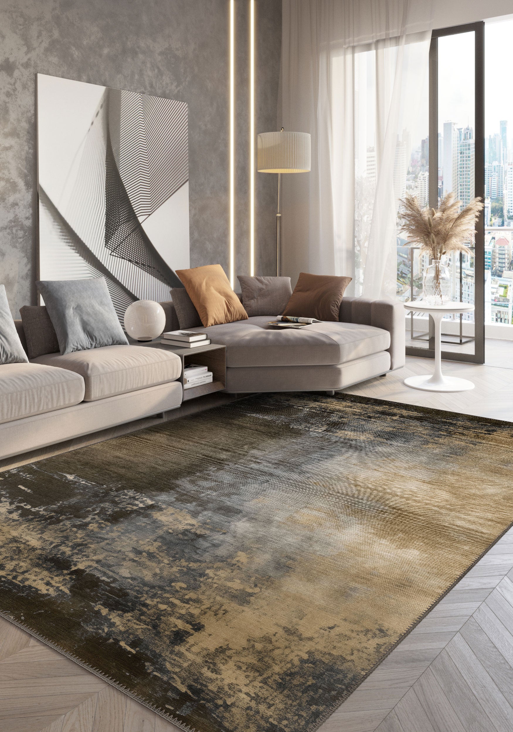 Gabriella Brown Abstract Rug