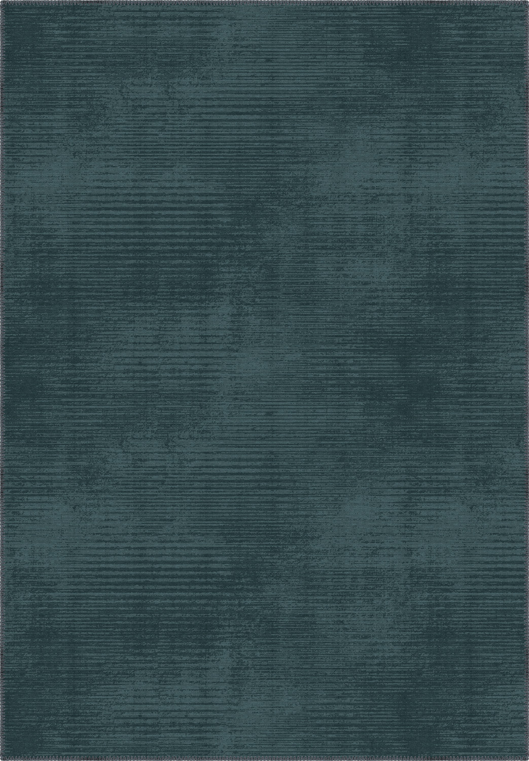Teal rug with a subtle pattern on a plain background