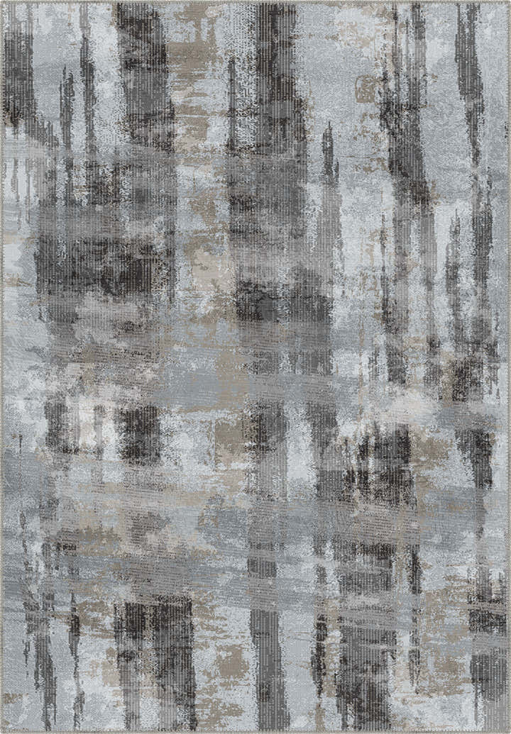 Brianna Grey Abstract Washable Rug