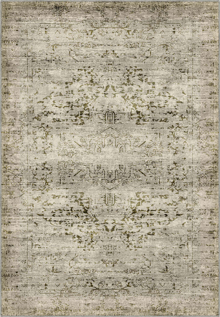 Hudson Green Beige Medallion Washable Rug