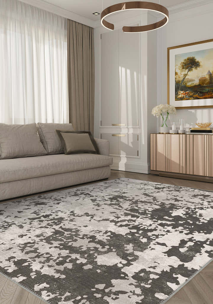 Grant Brown Abstract Washable Rug