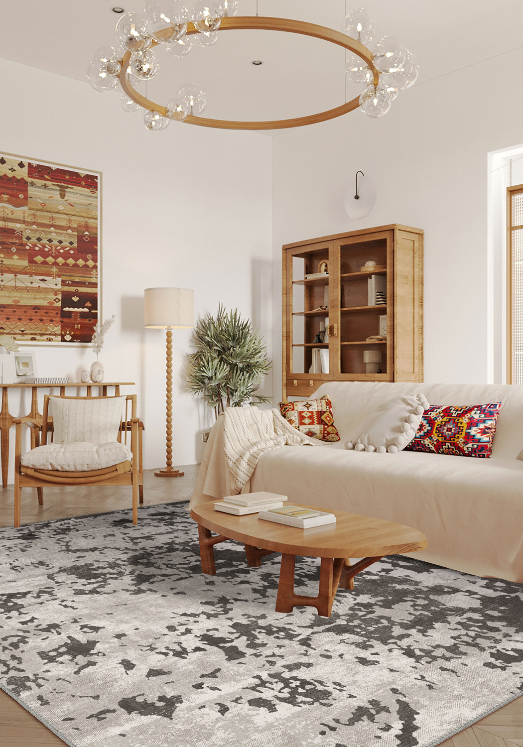 Grant Brown Abstract Washable Rug