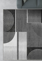 Peyton Geometric Black and White Rug