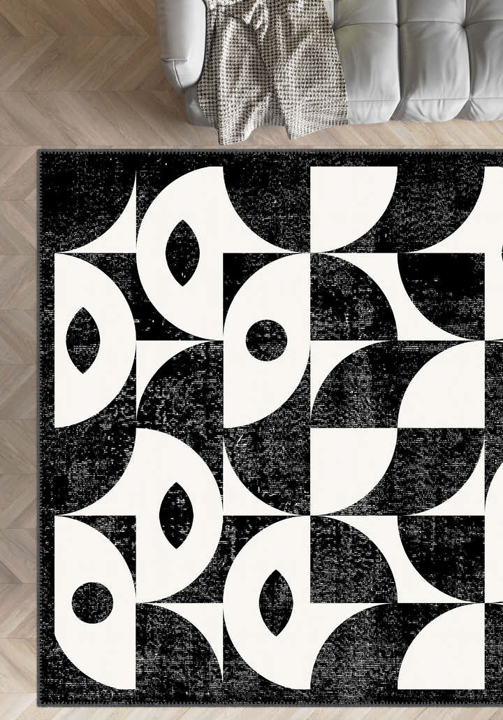 Ondara Black and White Geometric Rug