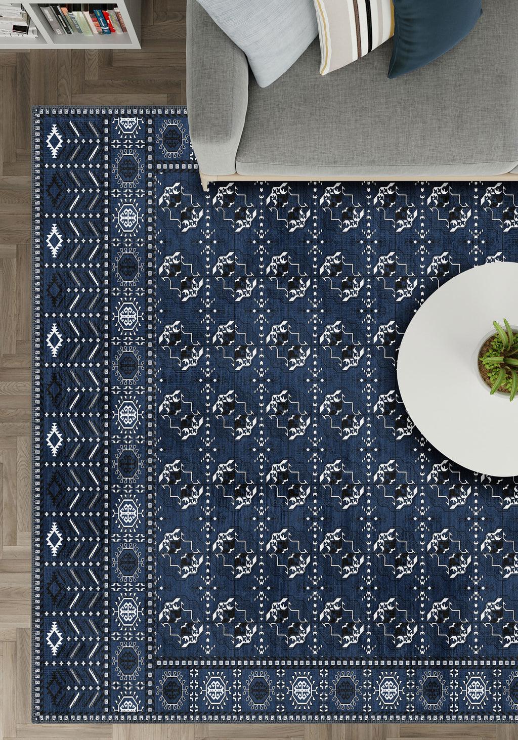 Kael Blue Washable Rug