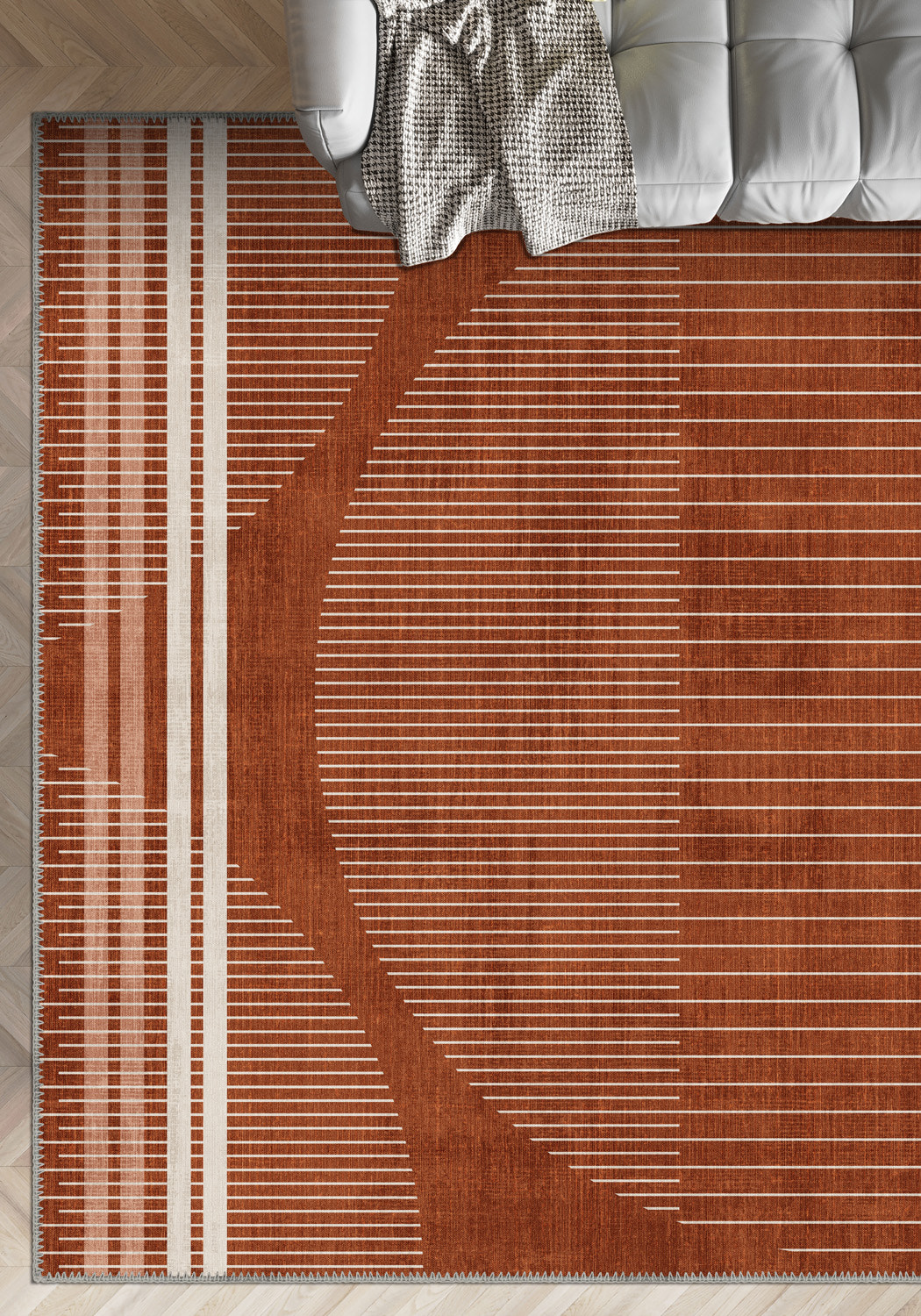 Terracotta rug for living room.