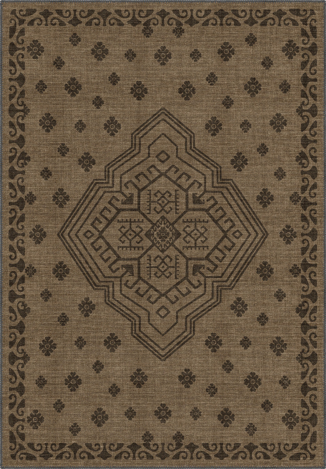 Brown hessian rug, rustic rug.