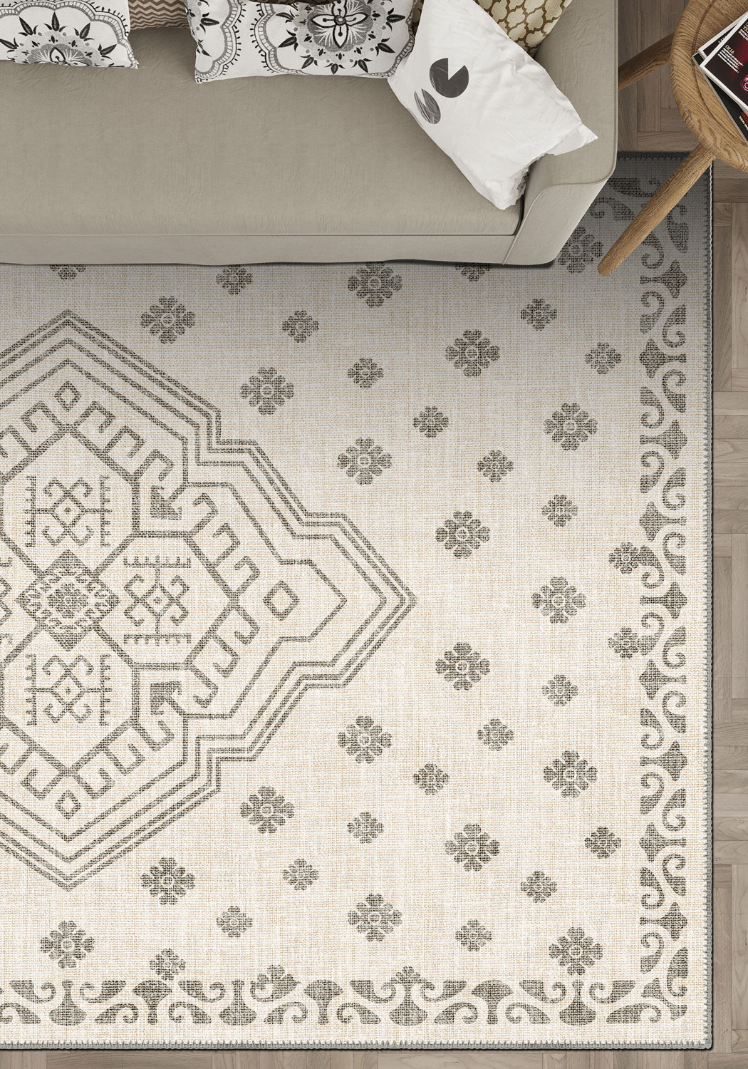 Ivory berber rug for living room.
