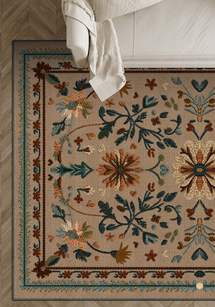 Brown anatolian rug for living room.