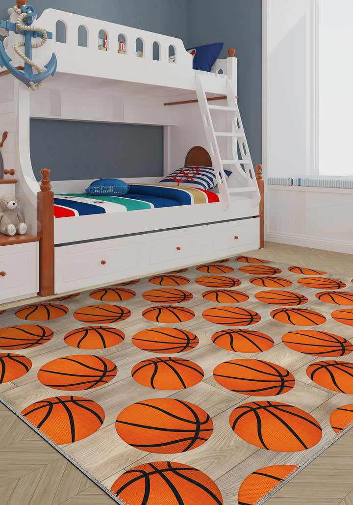 Basketball rug in a children room.