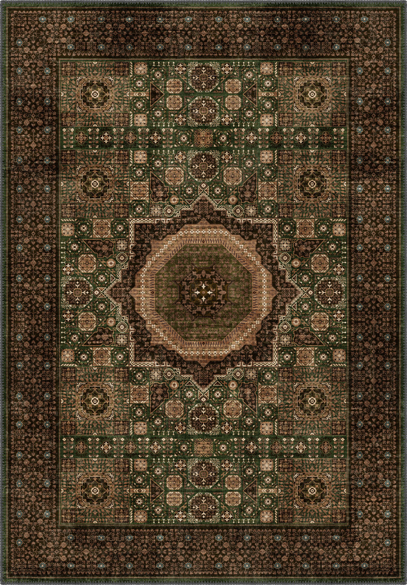 Yasmin Deep Green Mamluk Rug