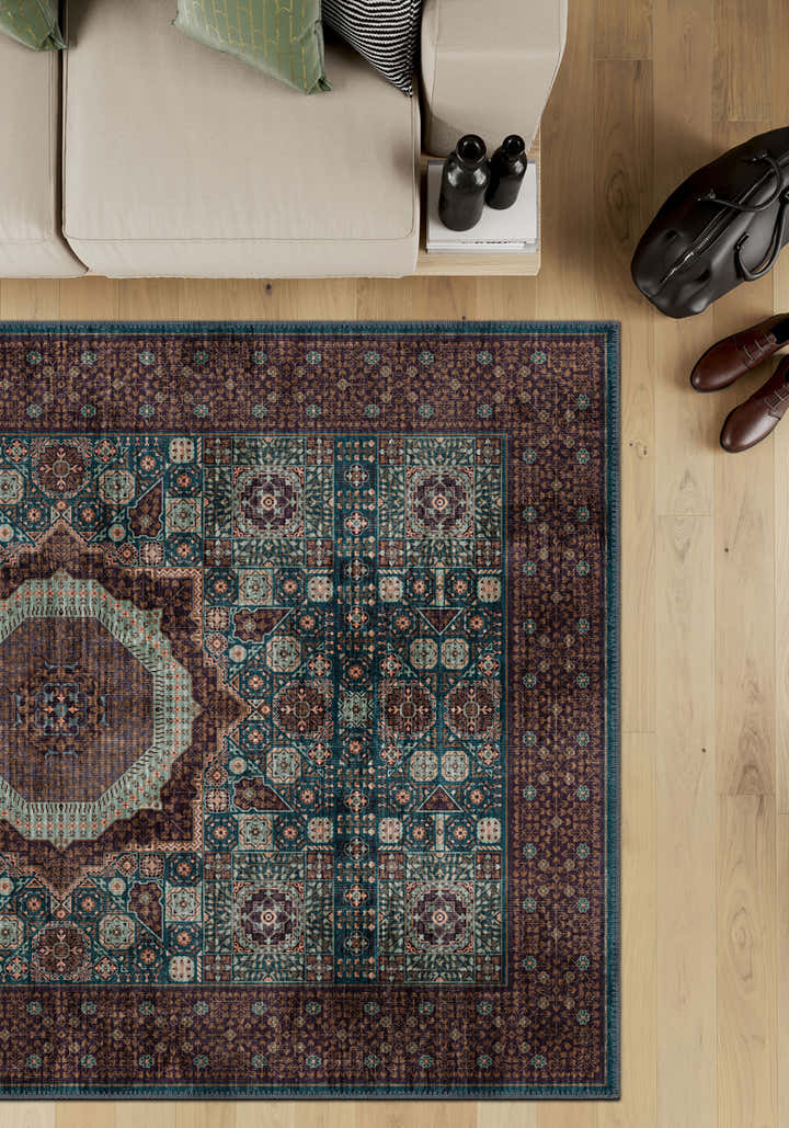 Yasmin Teal Mamluk Rug