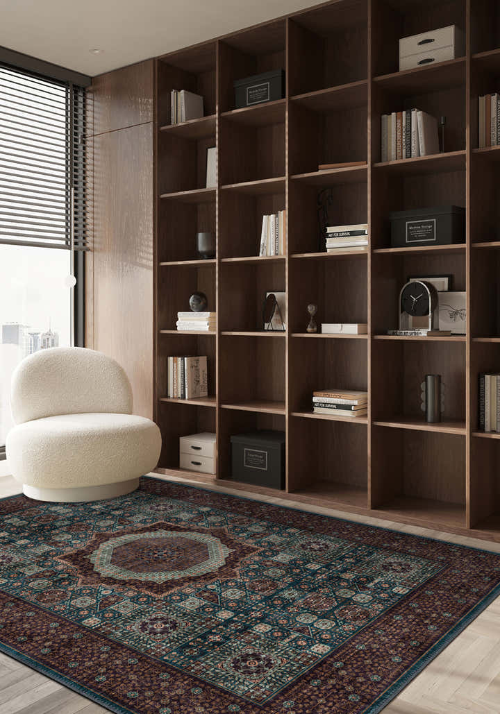 Yasmin Teal Mamluk Rug